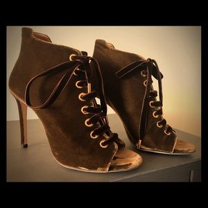 Jimmy Choo Mavy Velvet Peep Toe Bootie